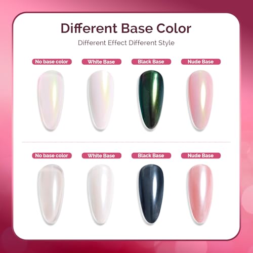 Image of MelodySusie 2Pcs Chrome Nail Powder for Gel Nails, Pearl and Aurora Powder Mirror Effect Pigment Pearlescent Mermaid Pigment Pearl Glitter for Home DIY Salon Use