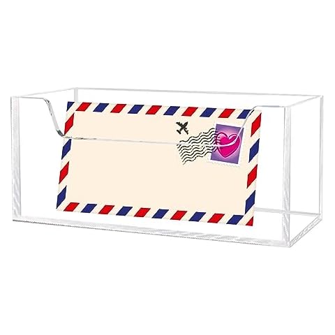 Mail Holder for Table, Acrylic Letter Holder Box for Desk or Wall Mount, Mail Organizer Countertop, Clear Cover