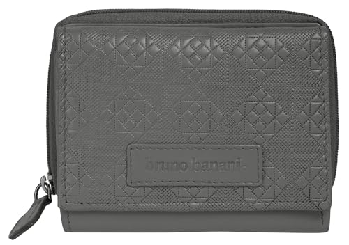 bruno banani kleine Geldbörse im Querformat Echt Leder Damen | Portemonnaie, Geldbeutel aus Rindleder, Brieftasche mit 6 Kartenfächern, Druckknopfverschluss | 022055