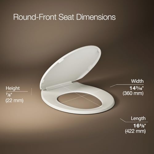 Image of KOHLER K-4775-96 Brevia Round Toilet Seat with Quick-Release Hinges And Quick-Attach Hardware For Easy Clean, Biscuit (Pack of 4)