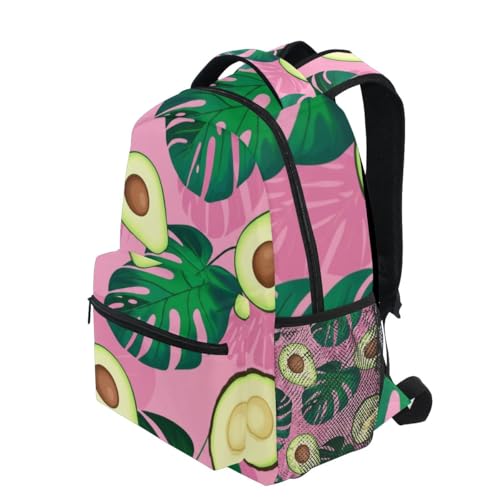 Kids School Backpack, Lightweight Kids Travel Backpack for Boys Girls Back to School Supplies, 15L, Avocados Leaves Pink3