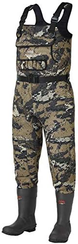 BASSDASH Bare Camo Neoprene Chest Fishing Hunting Waders for Men with 600 Grams Insulated Rubber Boot Foot in 8 Sizes