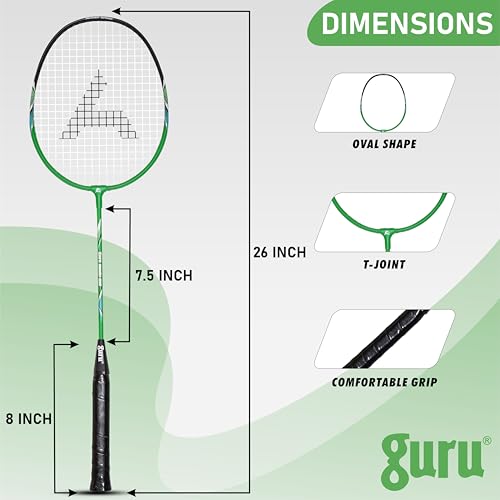 Image of GURU Smash-286 Heavy Duty Aluminium Badminton Racket Pack of 1 with Cover