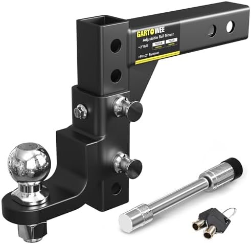 Adjustable Trailer Hitch Ball Mount with 2-Inch Tow Ball, Fits 2i...