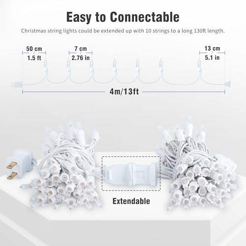 White Wire Christmas String Lights