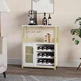 Grand espace de rangement pour le vin et les accessoires de bar : le meuble de bar offre de nombreuses possibilités de rangement : avec des compartiments à vin pour bouteilles, un porte-verres à vin, une étagère ouverte et un compartiment fermé avec porte. Les étagères peuvent être placées individuellement et s'adaptent à vos besoins.
