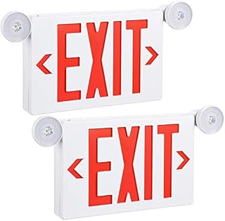 TORCHSTAR Red LED Exit Sign with Emergency Lights, Two Adjustable Head, Double Face