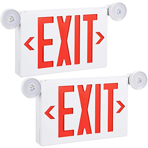 TORCHSTAR Red LED Exit Sign with Emergency Lights, Two Adjustable Head, Double Face