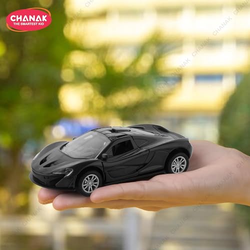 Image of Chanak Die Cast Car for Kids Alloy Metal Pull Back Car Toy Car Toy Vehicle with Openable Doors & LED Lights Cars for Kids Collectible Toy Vehicle Gift for Kids Boys Girls BIS Approved (Black)