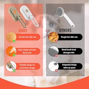 3 In1 Cat Steam Brush – One-Touch Spray Pet Hair Removal Tool 360°Rotating Handle Cat Brush With Steam Silicone Massage Comb Cat Brush For Shedding Multifunctional Dog Hair Brush