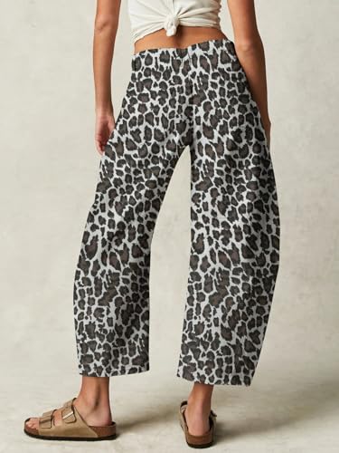 CHARTOU Baggy Leopard Barrel Jeans Women Wide Leg Jeans Y2k Mid Rise Cropped Cargo Denim Pants3