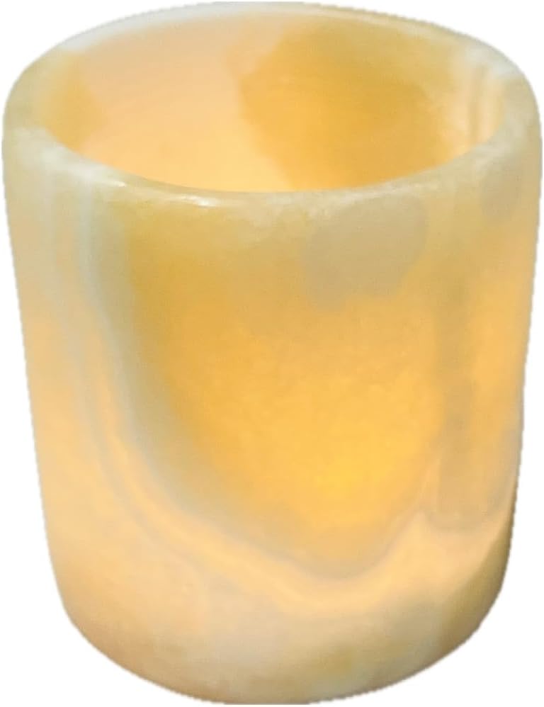 Alabaster Tea Light Candle Holder – Egyptian Handmade Natural Stone Candle Lantern – Traditional Egyptian Home Décor