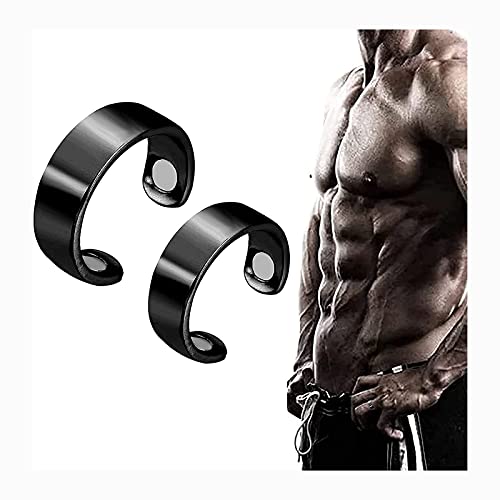 LELEBEAR Nighttime Mens Therapeutic Magnetic Rings, Elegant Titanium Magnetic Therapy Ring, Pain Relief For Arthritis And Carpal Tunnel (black)