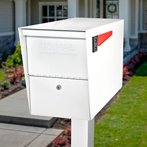 Image of Mail Boss 7209 Package Master Curbside Locking Security Mailbox, Alpine White