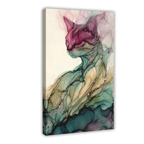 Impression sur toile chat éthéré 50x75 cm pour décoration de chambre