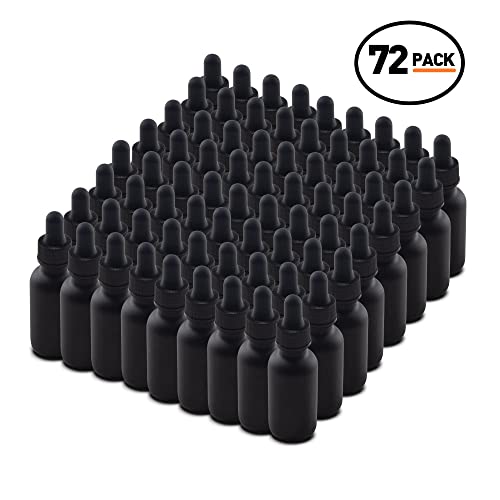 The Bottle Depot - 𝟳 𝗖𝗼𝗹𝗼𝗿𝘀 𝗔𝘃𝗮𝗶𝗹𝗮𝗯𝗹𝗲 - 72 Pack - 1 Oz Glass Bottle With Dropper - Black Frosted - 20-400 Neck Finish - Boston Round Bottles - Uv Rays Protection #TOP1
