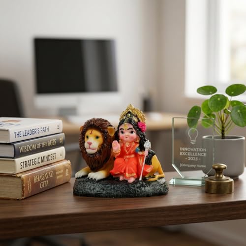 Image of ZAICUS Durga Maa Idol with Lion for Home Temple Decor | Sherawali MATA Murti for Pooja Room, Mandir & Office | Goddess Statue for Navratri, Housewarming & Spiritual Gift