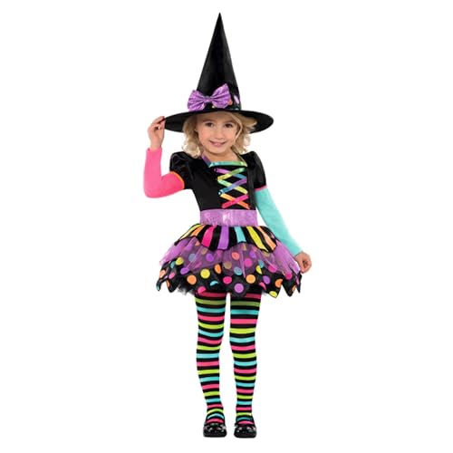 amscan New disfarce de bruxa para meninas, perfeito para festas e Halloween, multicolor