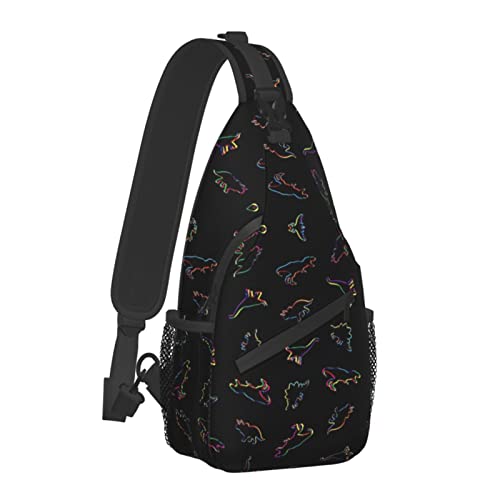 ASYG Cute Funny Dino Sling Bag Crossbody Backpack for Women Men Travel Hiking Daypack Dinosaur Crossbody Shoulder Bag2