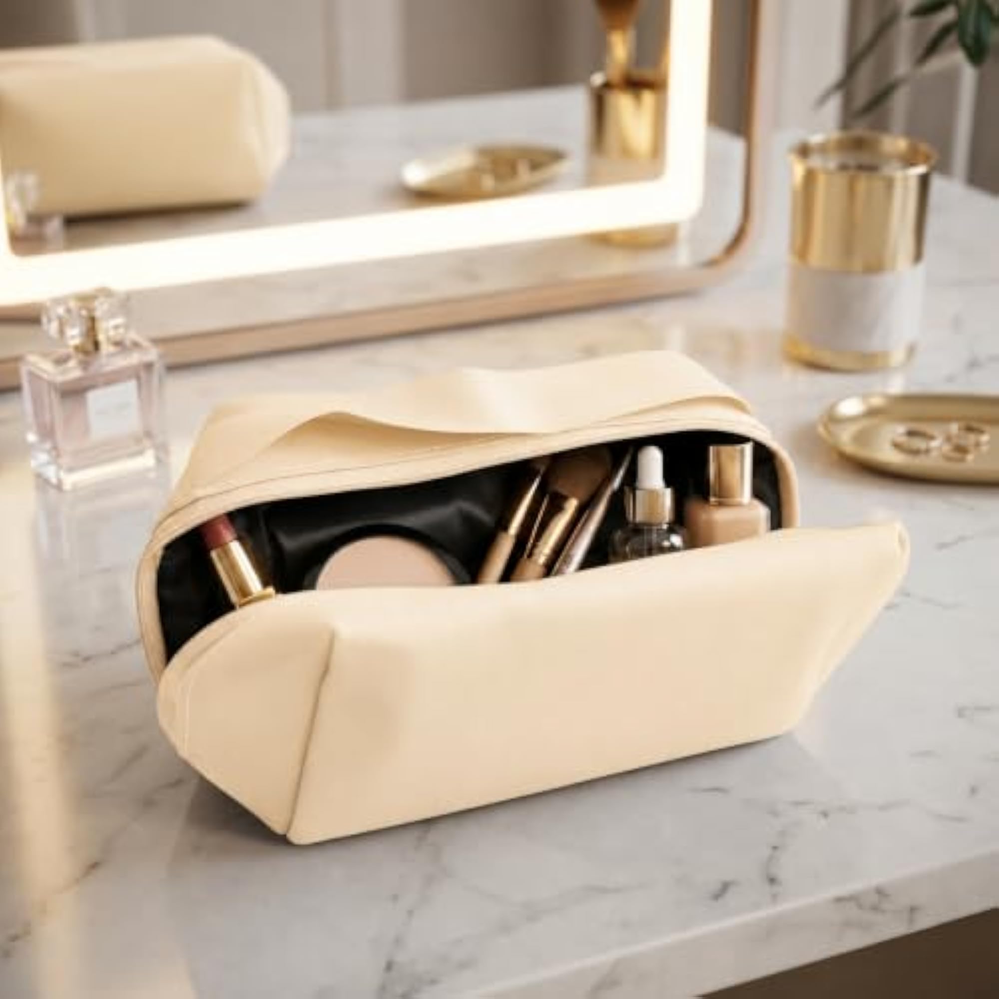 Minimalist Microfiber Travel Makeup Bag for Women