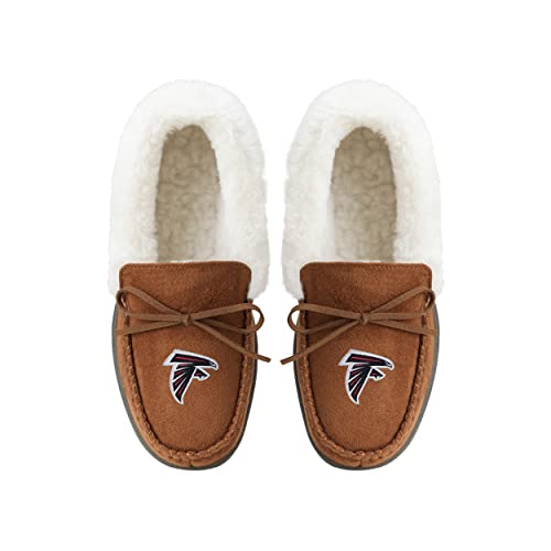 Image of FOCO Womens NFL Team Logo Tan Moccasin Slippers