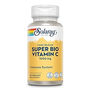 Solaray Super Bio Buffered Vitamin C 1000mg, Two-Stage, Timed Release Vitamin C with Bioflavonoids, Immune Support Supplement – High Absorption, Vegan, 60 Day Guarantee, 30 Servings, 60 VegCaps