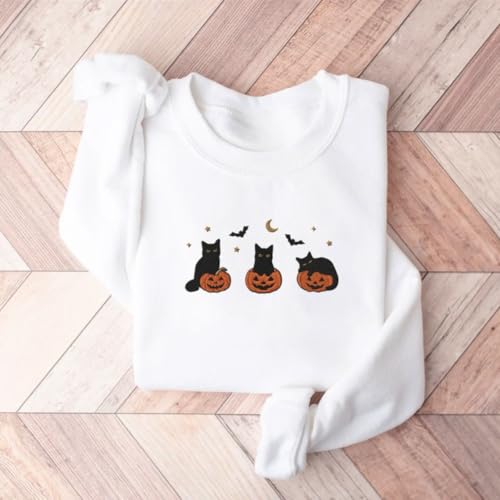 Embroidered Black Cat Tshirt, Hoodie, Sweatshirt, Halloween Sweatshirt, Pumpkin Shirt3