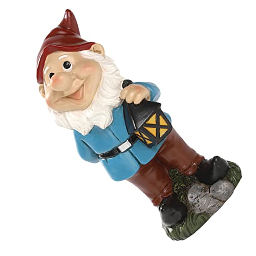 HYTROVE 1 Stück Dekorativer Resin Gartenzwerg mit Laterne Witzige...