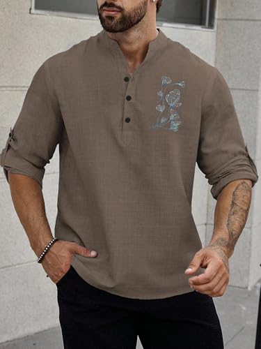 Image of TOPLOT Men's Kurta Shirt |Premium Linen Printed | Stylish Ethnic Wear | Comfortable Fit Design | Clean Look Structure | Versatile Styling | Ideal for Casual, Festive, Party (5265)