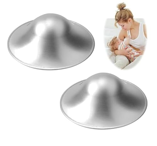 2PCS Silver Nipple Shields 925 Silver Original Cups Breastfeeding Nursing Newborn and Newborn Breastfeeding Essentials Breast Shields Must Haves for Protect and Soothe Sore Nipples Regular S Size