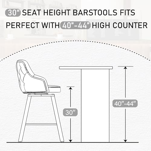 Image of 30 Inch Swivel Bar Stools Set of 3 with Back, Bar Chairs for Kitchen Island
