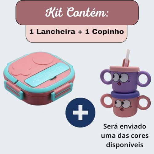 Lancheira Infantil Marmita Termica com Talheres Lanche Lancheira Escolar Passeio Crianças Bebês + Co