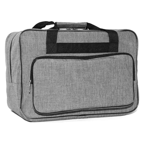 Bright Creations Sewing Machine Case - 18.1 x 9.4 x 12.2 In Gray Polyester - Hard Side Travel Tote & Organizer - Padded Handle & Shoulder Strap - Universal Fit for Most Standard Machines