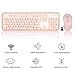 Wireless Keyboard and Mouse Combo V910 2.4GHz Encrypted Wireless Connection Cute Round Key Quiet Keyboard and Mouse Set for Laptop PC Mac Desktop Computer Windows 10（Pink）