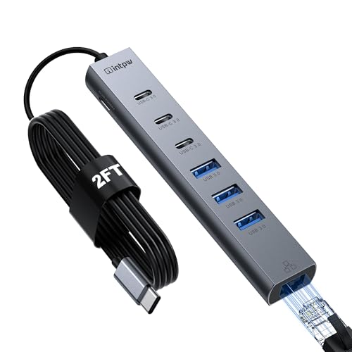 Hub USB C de aluminio con 8 puertos de alta velocidad y Ethernet