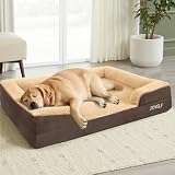 JOYELF Orthopädisches Hundebett für extra große Hunde, Schaumstoff-Sofa-Couch-Bett, wasserdichtes Haustierbett mit abnehmbarem, waschbarem Bezug und rutschfestem Boden für Hunde - Kaffee