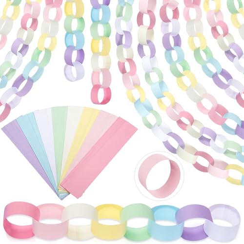 TaoBary Pastel 1000 Sheet 1.77x9.84 Inch Paper Chain Garland Strip Construction DIY Craft Paper Chain for Home Classroom Birthday Holiday Party Decor Supplies with Double Side Tape