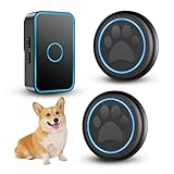 Dog Door Bell for Potty Training, Smart Wireless Doggie Doorbell to Go Outside, 1000 Feet Long Range with IP65 Waterproof Super-Light Touch Button, 60 Melodies & Adjustable Volume (2 Button)