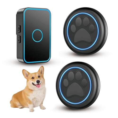 Dog Door Bell for Potty Training, Smart Wireless Doggie Doorbell to Go Outside, 1000 Feet Long Range with IP65 Waterproof Super-Light Touch Button, 60 Melodies & Adjustable Volume (2 Button)