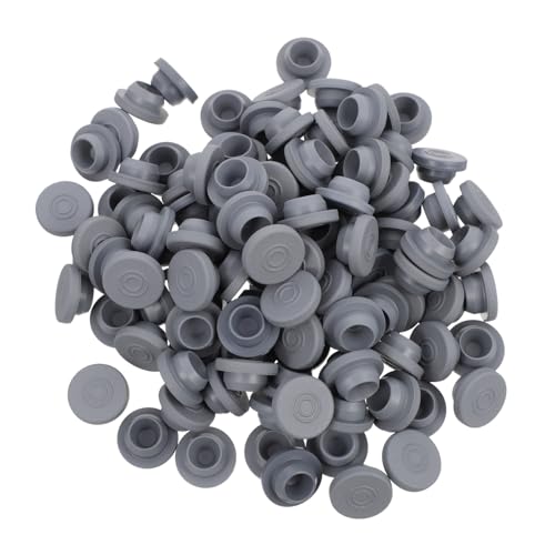 KICHOUSE 100 Pack Grey Bottle Rubber Stopper Plugs Full Injection Plugs for Bottles Lab Use