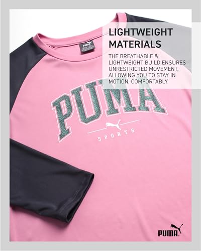 Image of PUMA Girls Leggings Set - 3 Piece Athletic Pullover Long Sleeve Shirt, Top, and Leggings Active Wear Set for Girls (S-L)