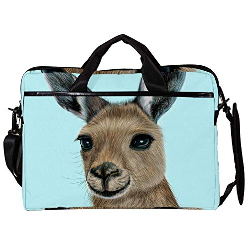 Sac à bandoulière pour ordinateur portable 14" 15" housse portrait de kangourou illustré