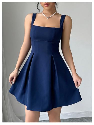 SOLY HUX Women's Summer Dresses Square Neck Sleeveless A Line Mini Dress Party Cocktail Short Dress3