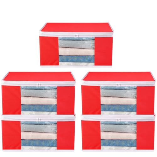 Image of Saree Cover Set of 05 Non-Woven Fabric Clothes Organiser for Wardrobe with Transparent Window & Double Zip Clothes Storage Bag, Garment Cover SC XL Large GCVETR8249653486192725880