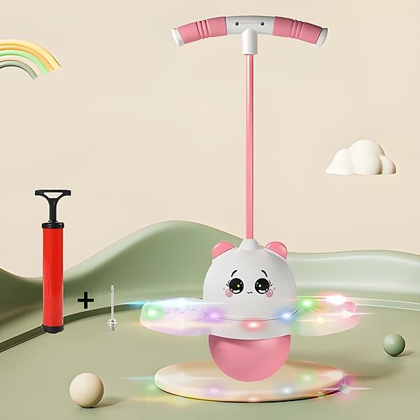 HOPLINKA Giocattolo per l'Allenamento dell'Equilibrio a Rimbalzo con Luci LED, Pogo Jumper per Bambini, Gioco Saltellante, Giocattolo per Equilibrio, Gioco Motorio per Interno ed Esterno (Rosa)