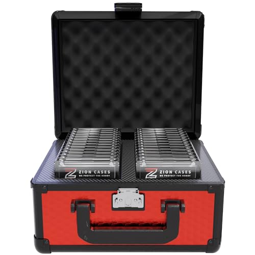 Zion Cases Slab Case 2 Row Graded Card Case; The Original Slab Case for Graded Cards; Fits PSA BGS HGA and CSG Graded Trading Card Slabs; Ideal Travel Storage Solution; (Cubed Red)
