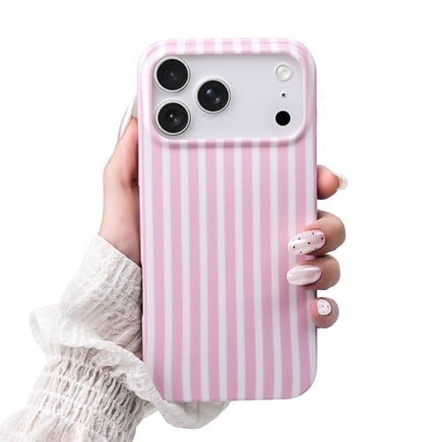 SleekCover Compatible with iPhone 17 Pro Case,Cute Aesthetic Striped Pattern Cover for Women Girls,Soft TPU Shockproof Protective Stylish Kawaii Case for iPhone 17 Pro 6.3",Pink by SleekCover - Used condition - US$7.42
