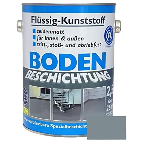 Wilckens Flüssig Kunststoff 2,5L Bodenbeschichtung 25m² Betonfarbe Beton Beschichtung Farbe Bodenfarbe Boden Estrich Halle Estrichfarbe innen und außen für Keller Terrasse Kellerboden (Fehgrau) Cover