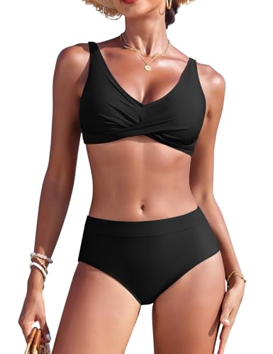 Svanco Bikini Damen Set High Waist Bauchweg - V-Ausschnitt...