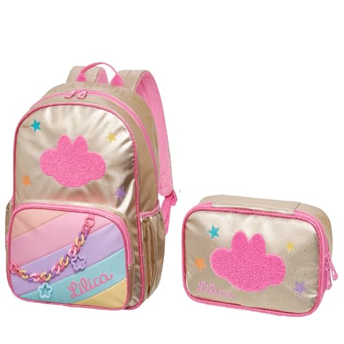 Kit Mochila Costas Estojo Box Lilica Ripilica Golden Pacific